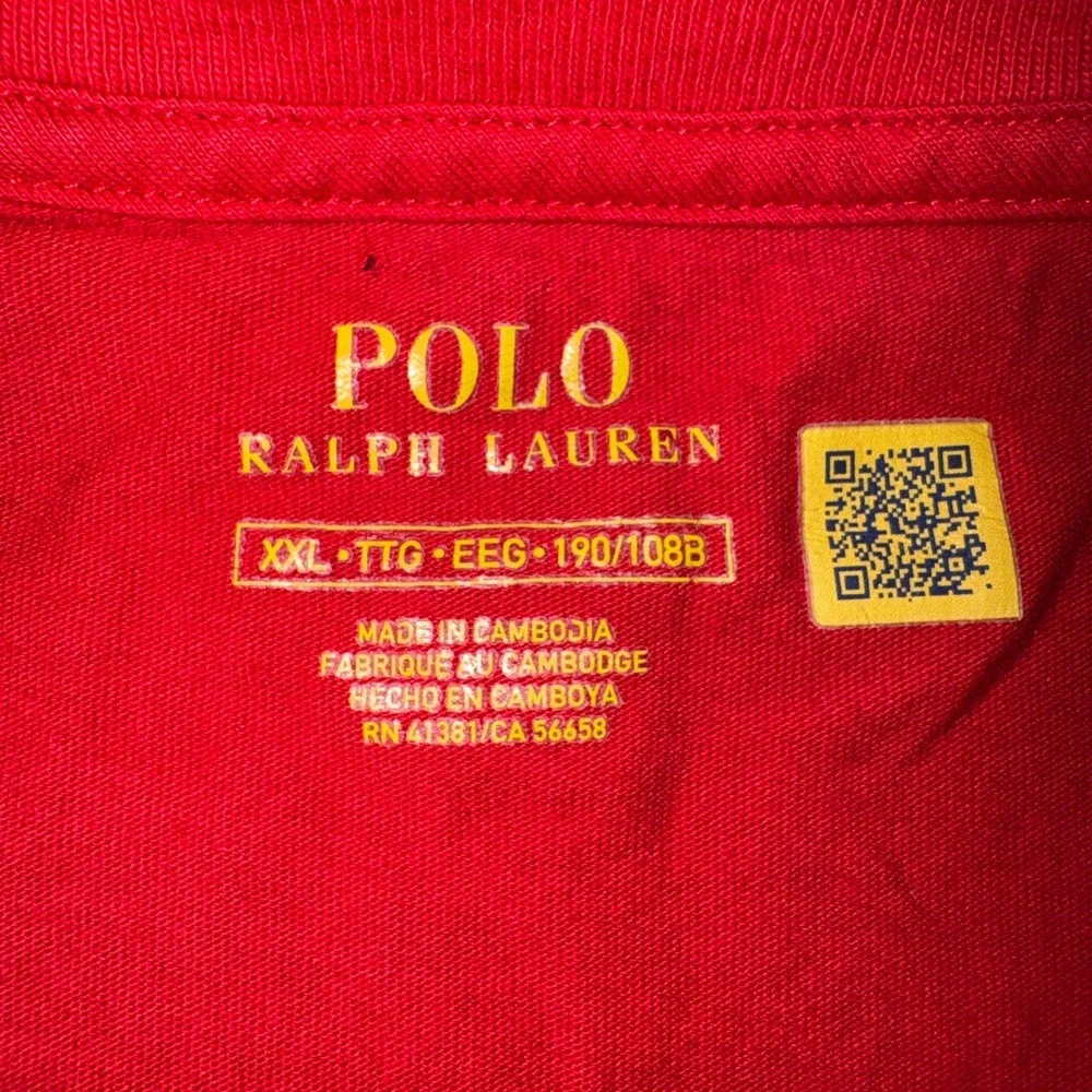 Polo Ralph Lauren Mens Red Short Sleeve Pony Logo T-Shirt XXL 100% Cotton